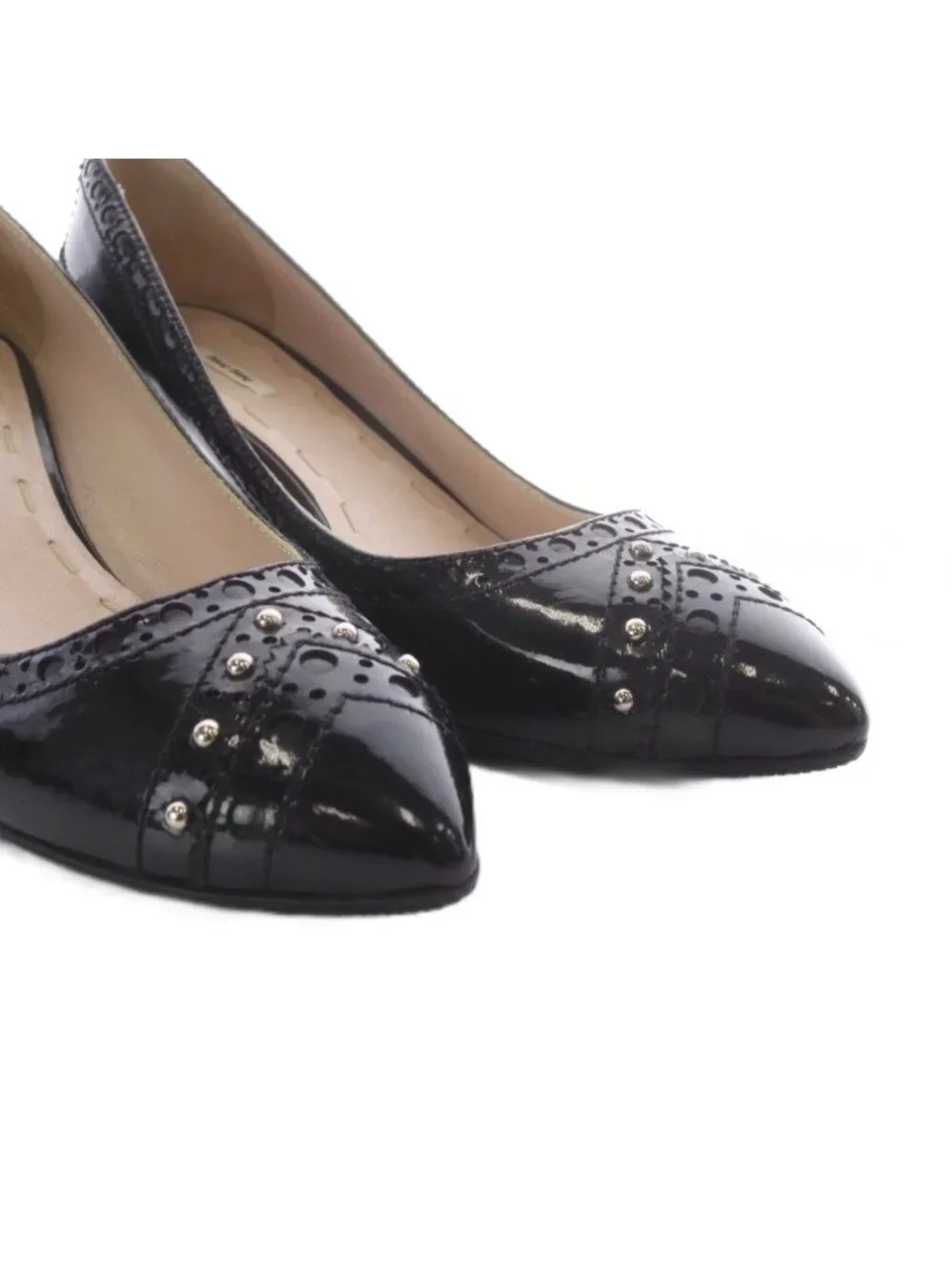 Miu Miu Miu Pumps High Heels Pointed Toe Studs Enamel Leather 36.5 Black